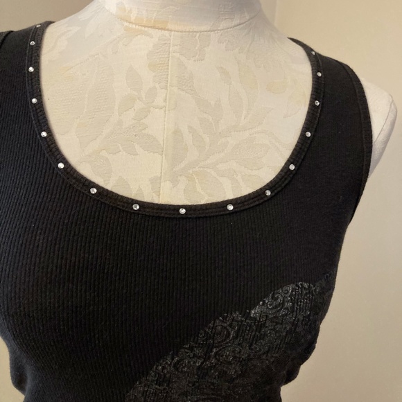 Bisou Bisou Michele Bohbot black and metalic black tank top, size M - Picture 6 of 8